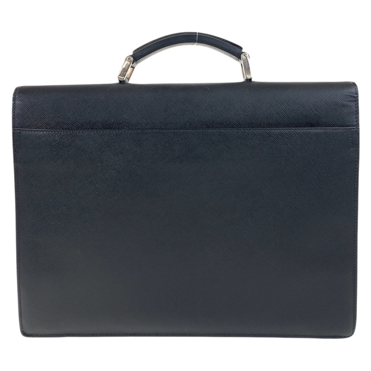 23794
PRADA プラダ サフィアーノ ブラック 黒 シルバー金具 レザー ビジネスバッグ ブリーフケース メンズ AB42
