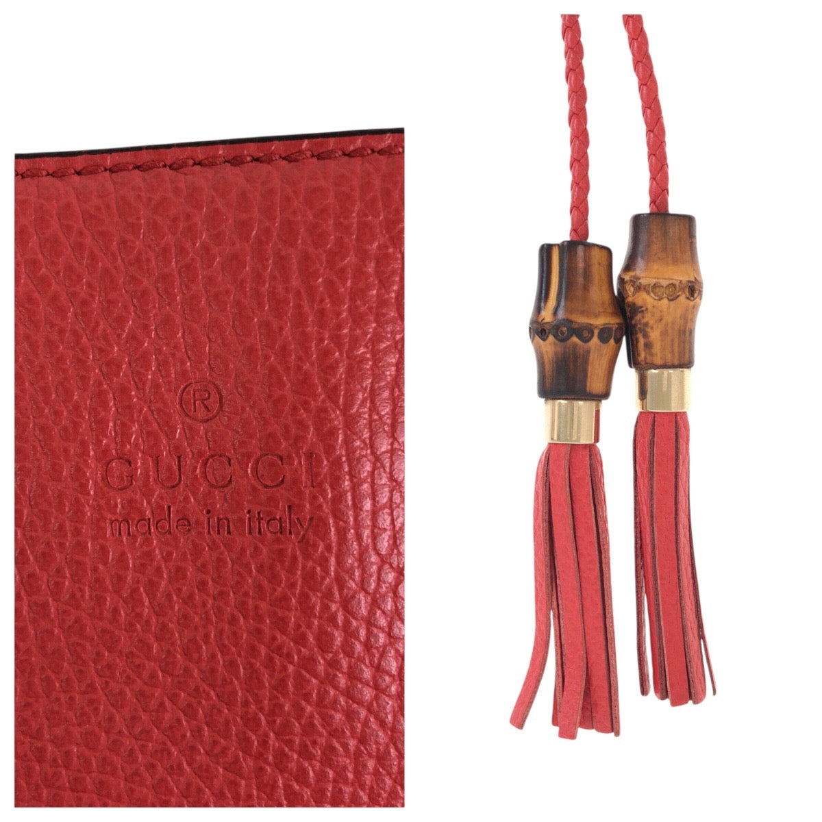 23795
GUCCI グッチ バンブー タッセル レッド ゴールド金具 レザー 365346 トートバッグ ショルダーバッグ 2way レディース ABP55