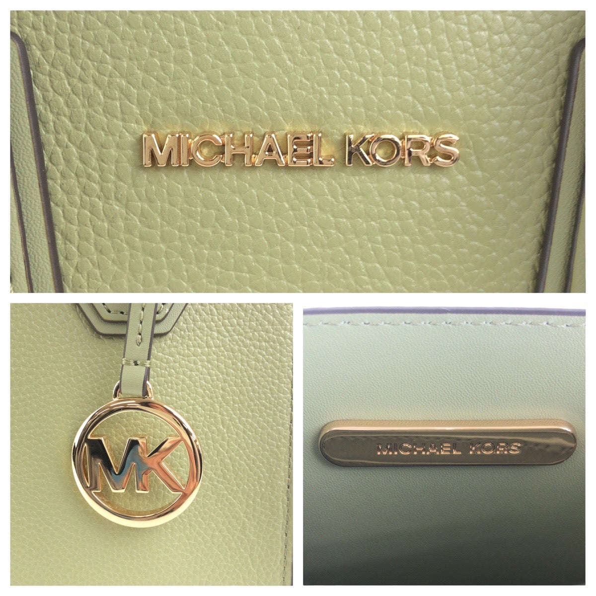 23801
Michael Kors マイケルコース グリーン ゴールド金具 レザー トートバッグ ショルダーバッグ 2WAY レディース N23
