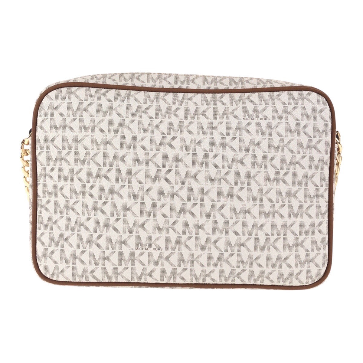 23803
Michael Kors マイケルコース アイボリー ブラウン ゴールド金具 PVC 斜め掛け ショルダーバッグ レディース S18