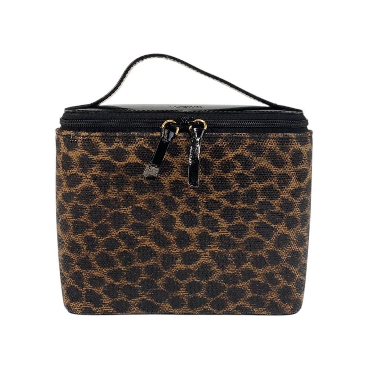 23805
LOEWE ロエベ ヴィンテージ レオパード ブラウン ブラック ゴールド金具 PVC / エナメル ハンドバッグ バニティバッグ レディース A32