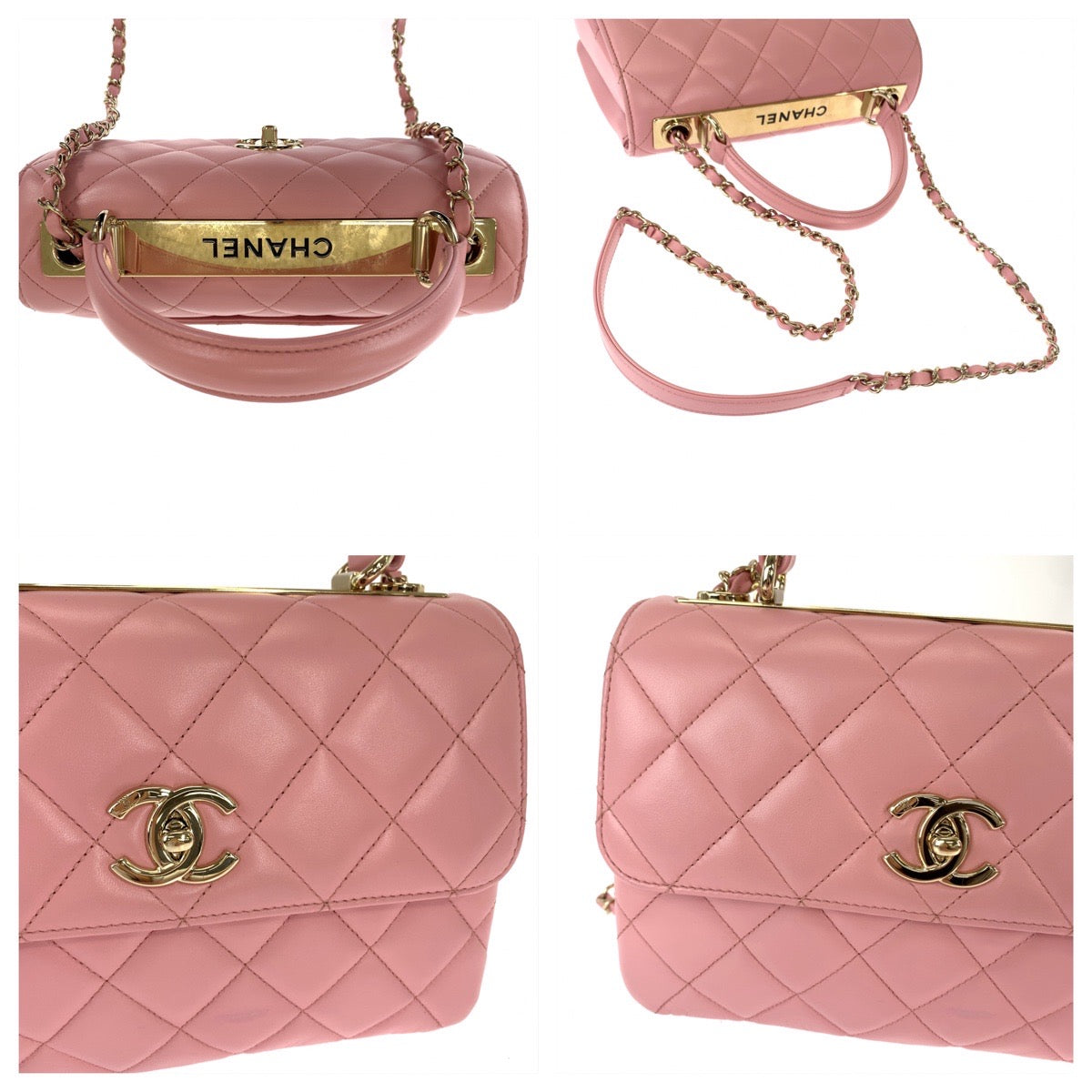 23811
CHANEL シャネル マトラッセ ココマーク ターンロック ロゴプレート ピンク ゴールド金具 ラムスキン チェーン ショルダーバッグ ハンドバッグ 2way レディース A505