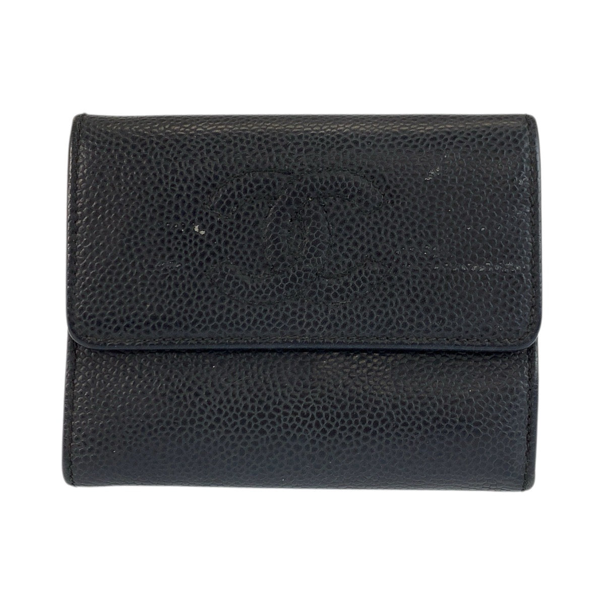 23814
CHANEL シャネル ココマーク ブラック 黒 レザー 折り財布 コンパクトウォレット レディース AB28