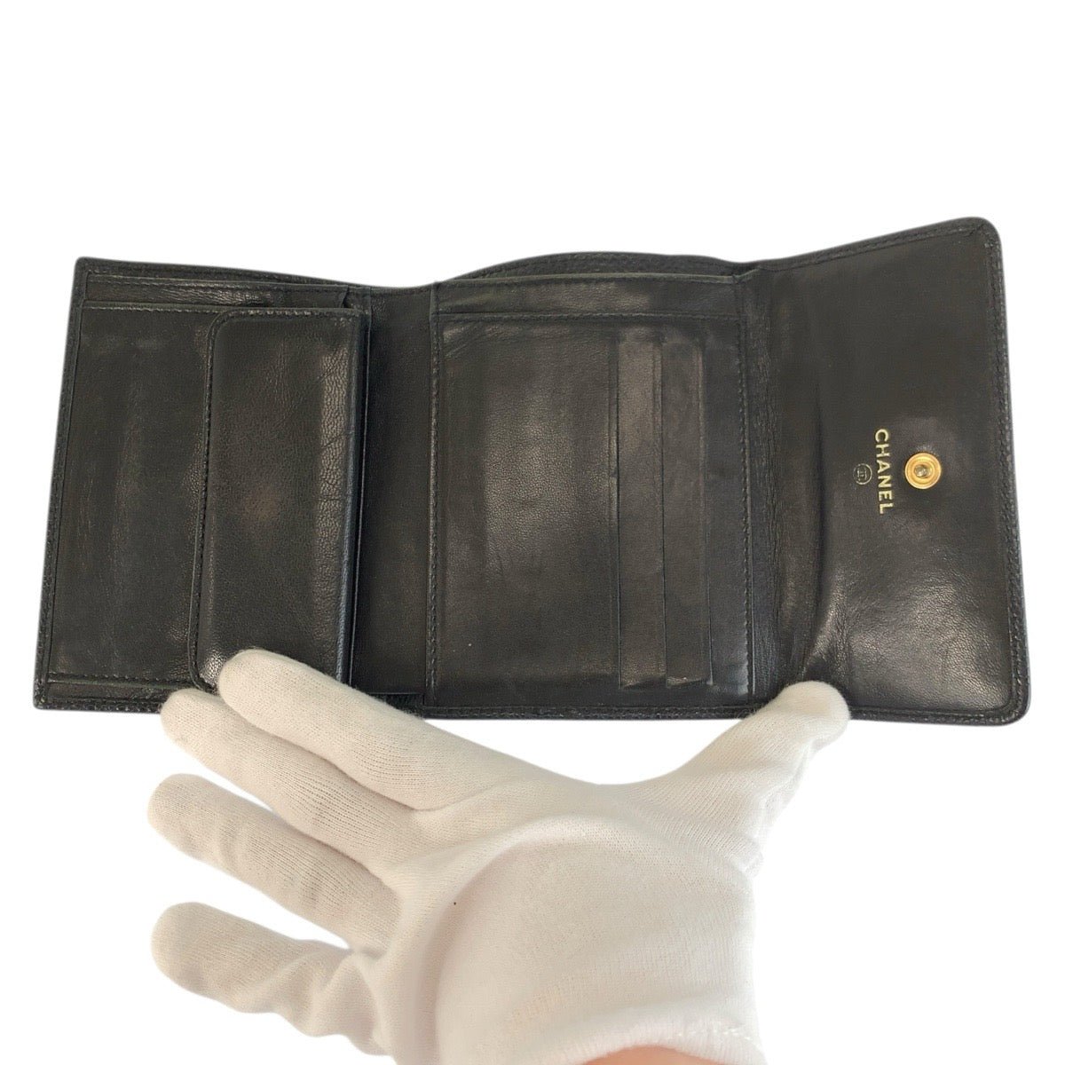 23814
CHANEL シャネル ココマーク ブラック 黒 レザー 折り財布 コンパクトウォレット レディース AB28