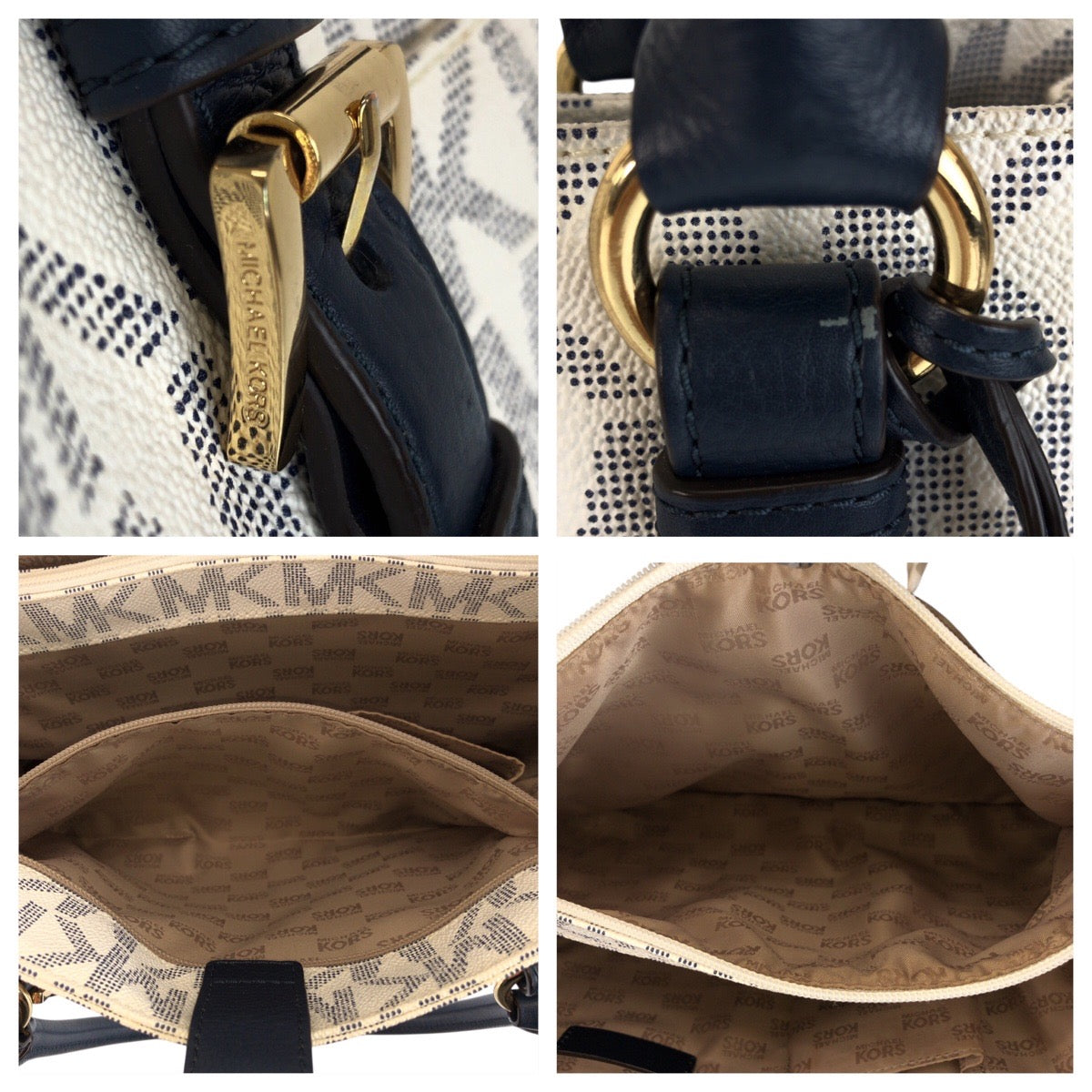 23815
Michael Kors マイケルコース ホワイト ネイビー ゴールド金具 PVC 35T4GTTT2B トートバッグ ショルダーバッグ レディース ABP