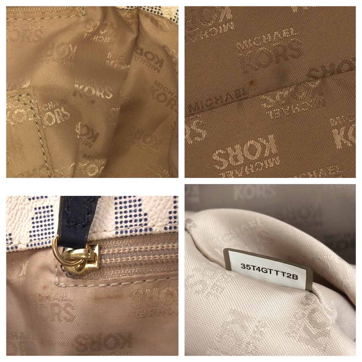 23815
Michael Kors マイケルコース ホワイト ネイビー ゴールド金具 PVC 35T4GTTT2B トートバッグ ショルダーバッグ レディース ABP
