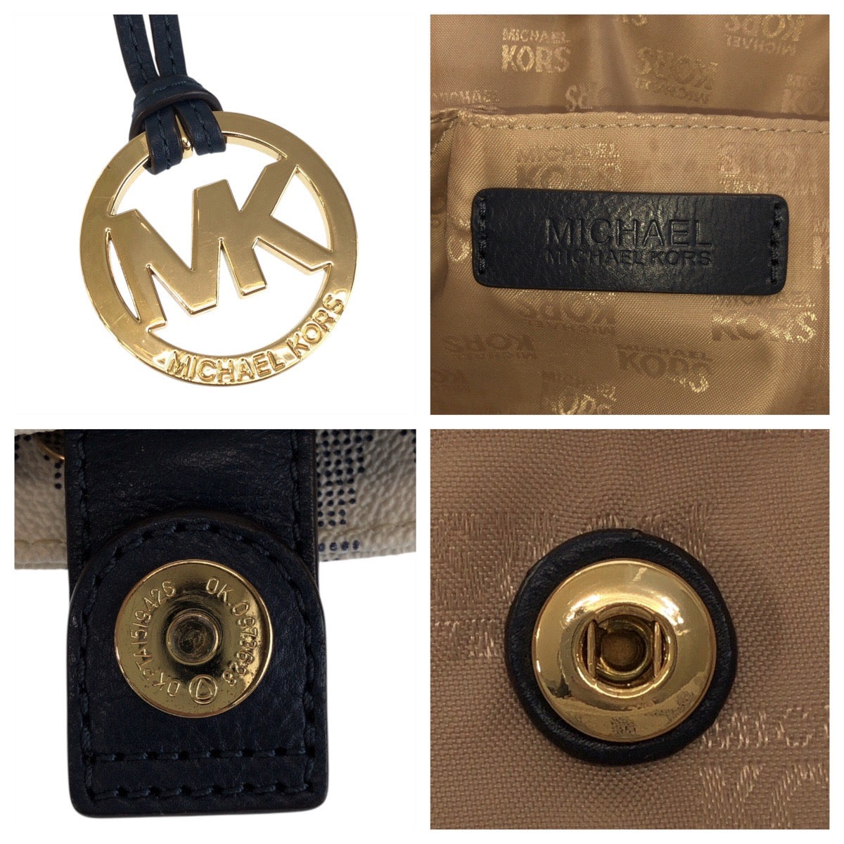 23815
Michael Kors マイケルコース ホワイト ネイビー ゴールド金具 PVC 35T4GTTT2B トートバッグ ショルダーバッグ レディース ABP
