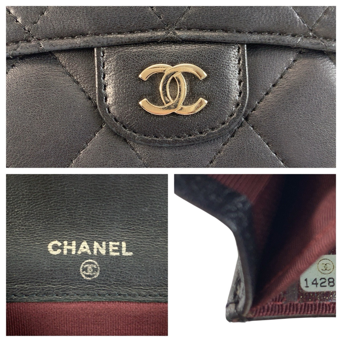 23816
CHANEL シャネル マトラッセ ブラック 黒 シルバー金具 レザー コインケース 小銭入れ レディース ABP42