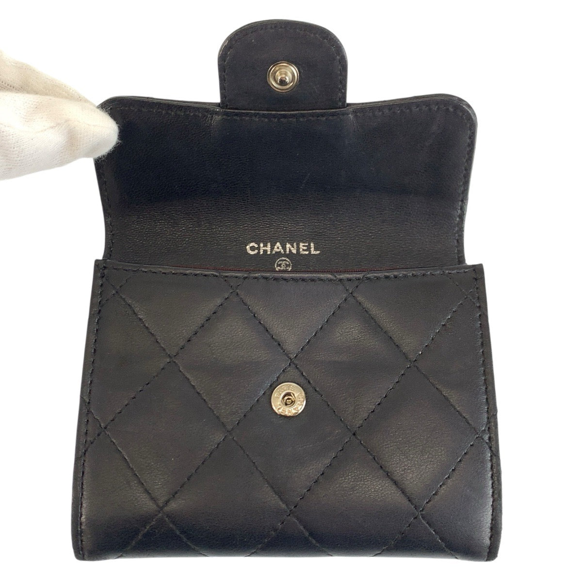 23816
CHANEL シャネル マトラッセ ブラック 黒 シルバー金具 レザー コインケース 小銭入れ レディース ABP42