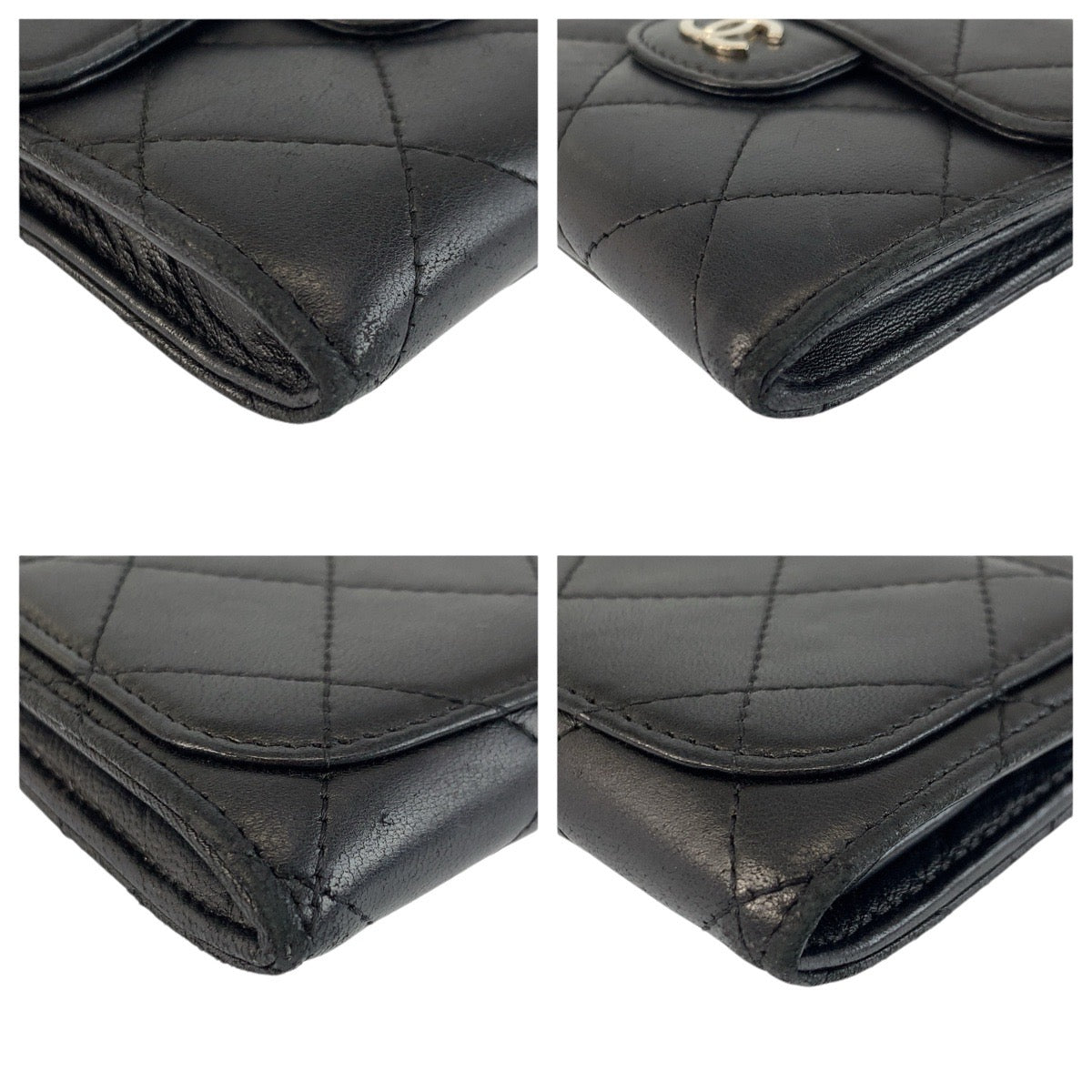 23816
CHANEL シャネル マトラッセ ブラック 黒 シルバー金具 レザー コインケース 小銭入れ レディース ABP42