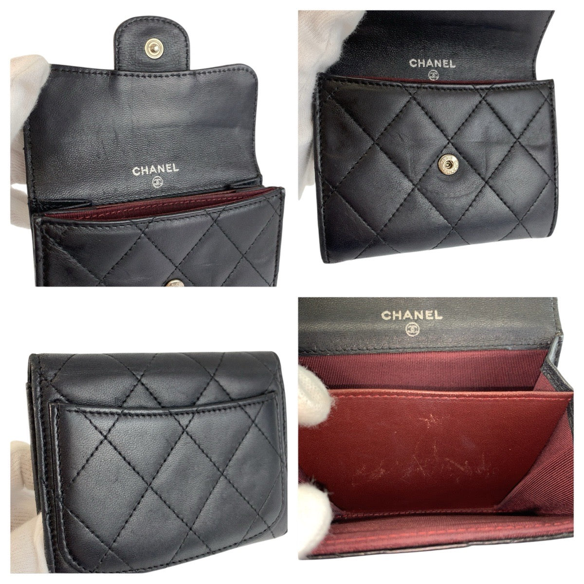23816
CHANEL シャネル マトラッセ ブラック 黒 シルバー金具 レザー コインケース 小銭入れ レディース ABP42