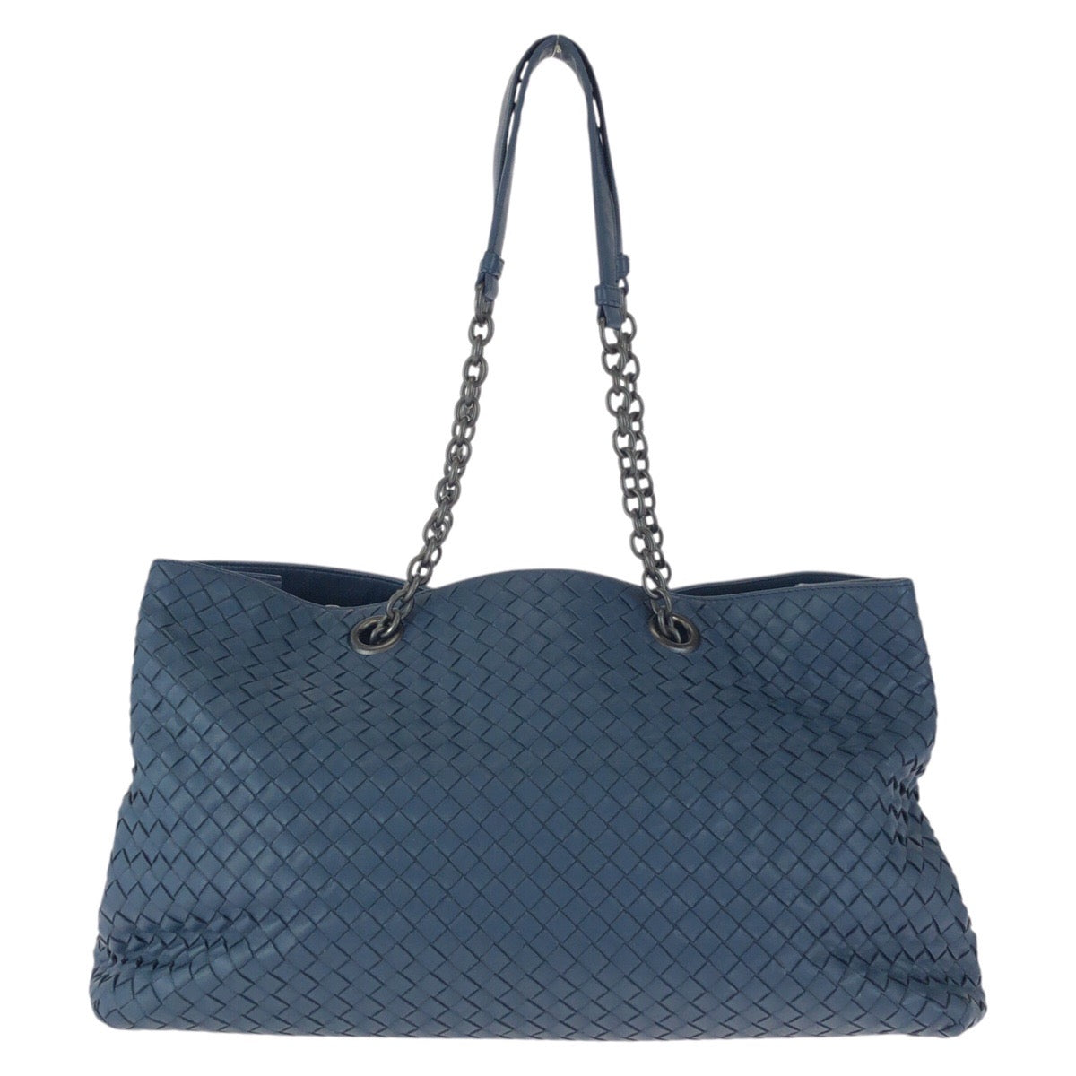 23819
BOTTEGAVENETA ボッテガヴェネタ イントレチャート ネイビー ガンメタ金具 レザー チェーンショルダーバッグ トートバッグ メンズ ABP80