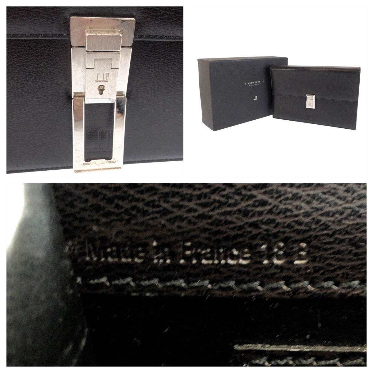 23821
Dunhill ダンヒル ブラック 黒 シルバー金具 レザー LT9010A クラッチバッグ セカンドバッグ メンズ AB21