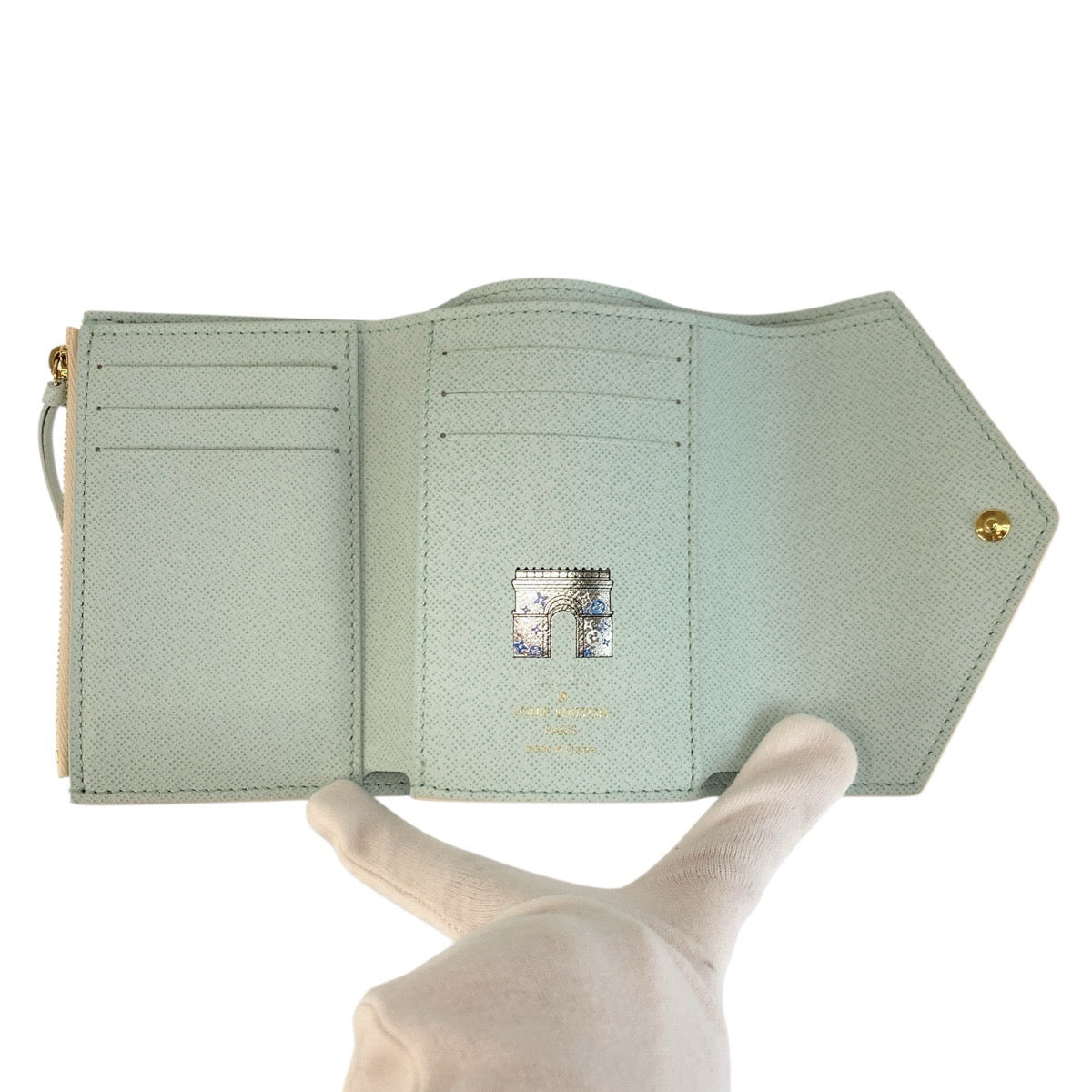 23822
LOUIS VUITTON ルイヴィトン ダミエリシャス ポルトフォイユ ヴィクトリーヌ ピスタチオ アイボリー ゴールド金具 PVC N40750 折り財布 コンパクトウォレット レディース A56