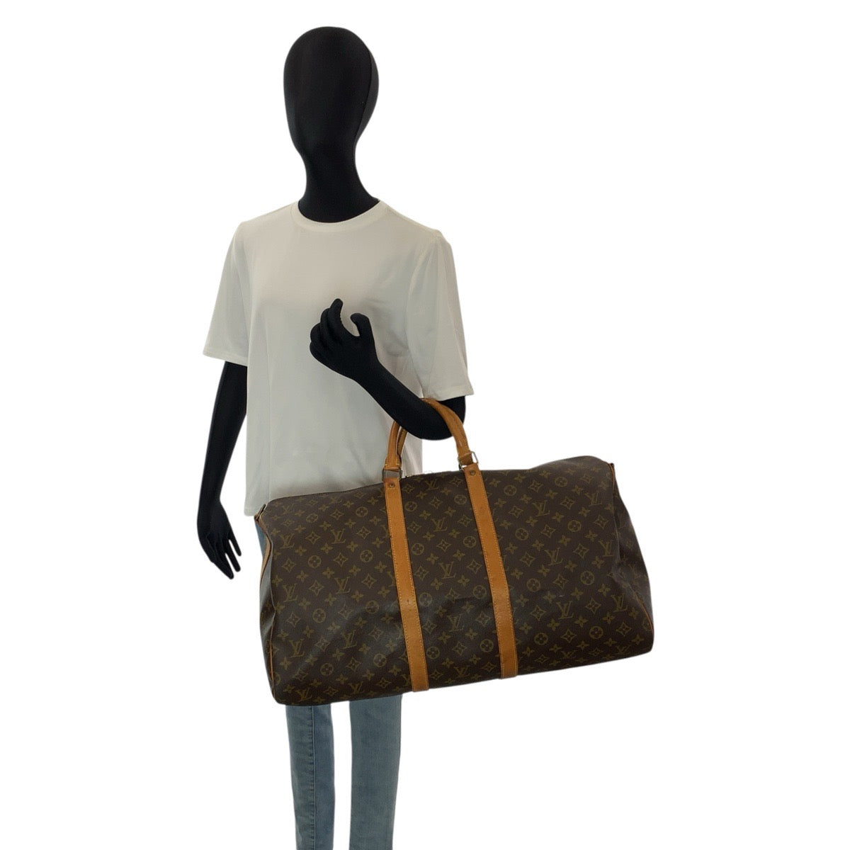 23824
LOUIS VUITTON ルイヴィトン モノグラム キーポル55 ブラウン ゴールド金具 PVC / レザー M41424 ボストンバッグ ハンドバッグ レディース B42