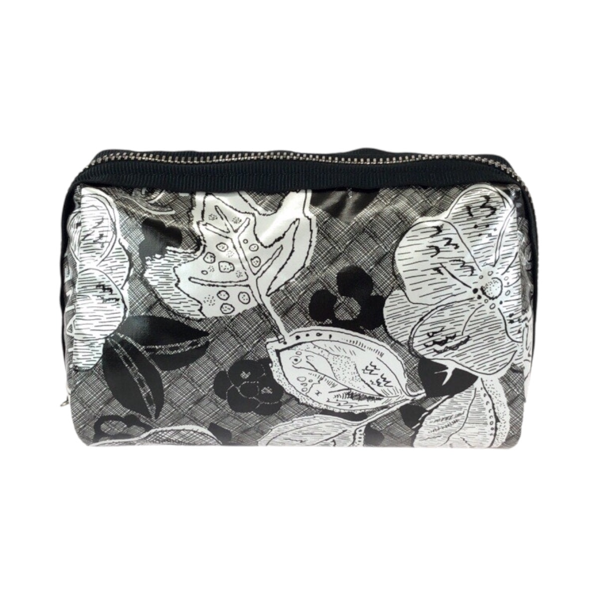 23825
CHANEL シャネル カメリア ココマーク グレー ブラック シルバー金具 ナイロン ポーチ メイクポーチ 小物入れ レディース S42