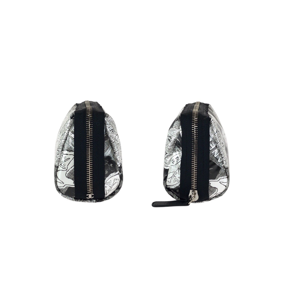 23825
CHANEL シャネル カメリア ココマーク グレー ブラック シルバー金具 ナイロン ポーチ メイクポーチ 小物入れ レディース S42