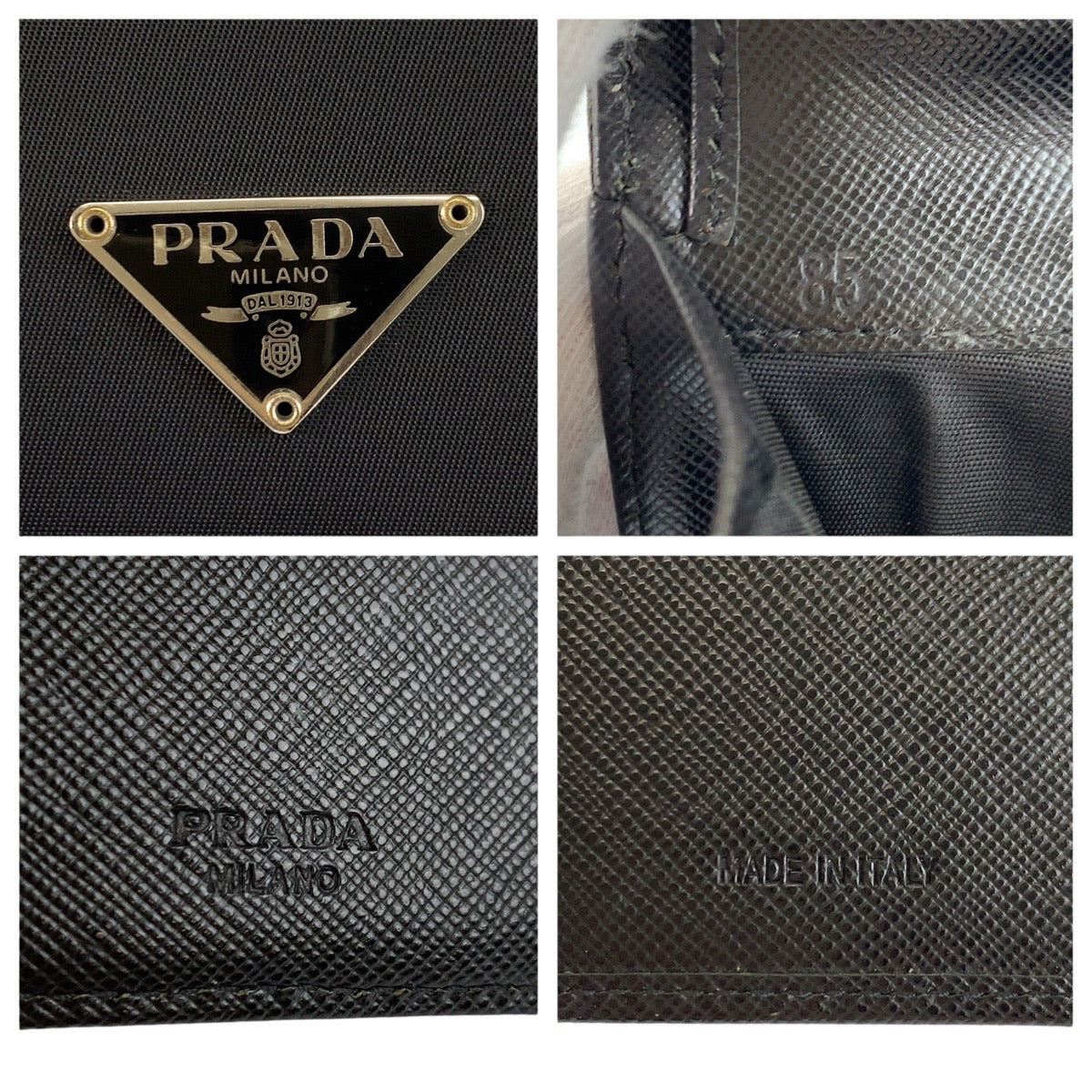 23827
PRADA プラダ テスート 三角ロゴプレート ブラック 黒 シルバー金具 ナイロン / レザー 折り財布 コンパクトウォレット 男女兼用 メンズ A28