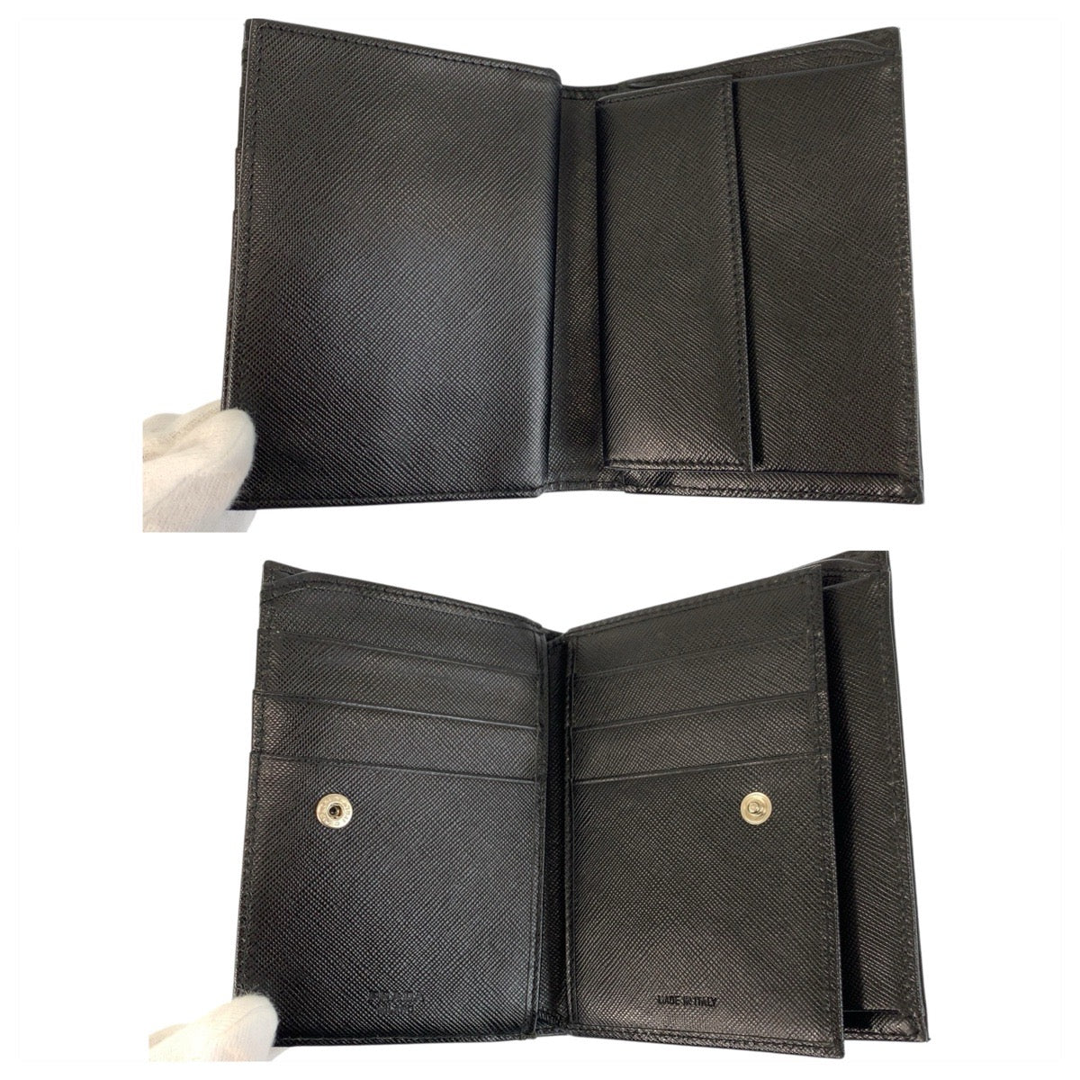 23827
PRADA プラダ テスート 三角ロゴプレート ブラック 黒 シルバー金具 ナイロン / レザー 折り財布 コンパクトウォレット 男女兼用 メンズ A28