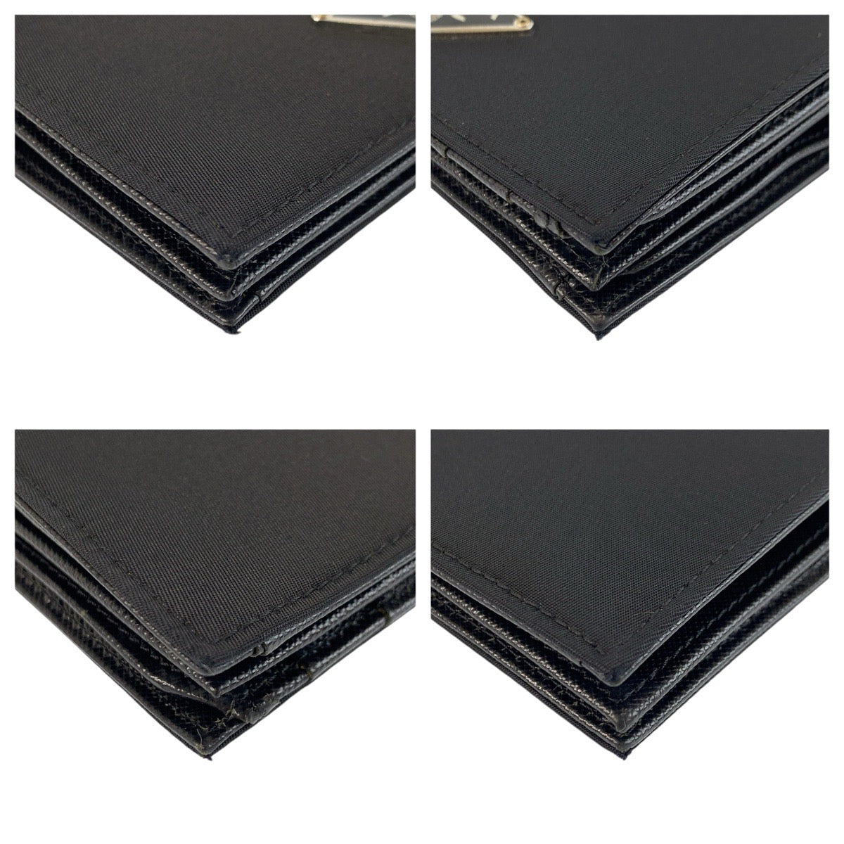 23827
PRADA プラダ テスート 三角ロゴプレート ブラック 黒 シルバー金具 ナイロン / レザー 折り財布 コンパクトウォレット 男女兼用 メンズ A28