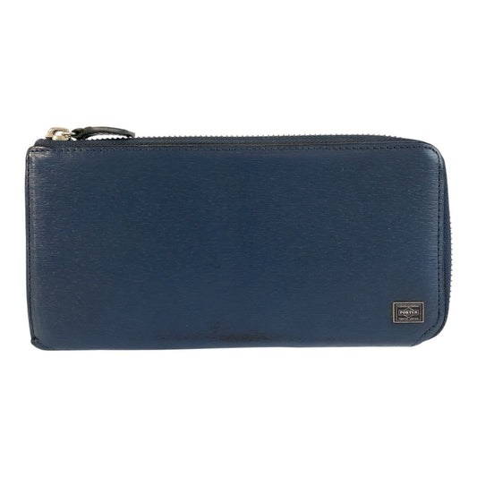 23829
PORTER ポーター カレント ネイビー シルバー金具 レザー 長財布 ロングウォレット メンズ AB2