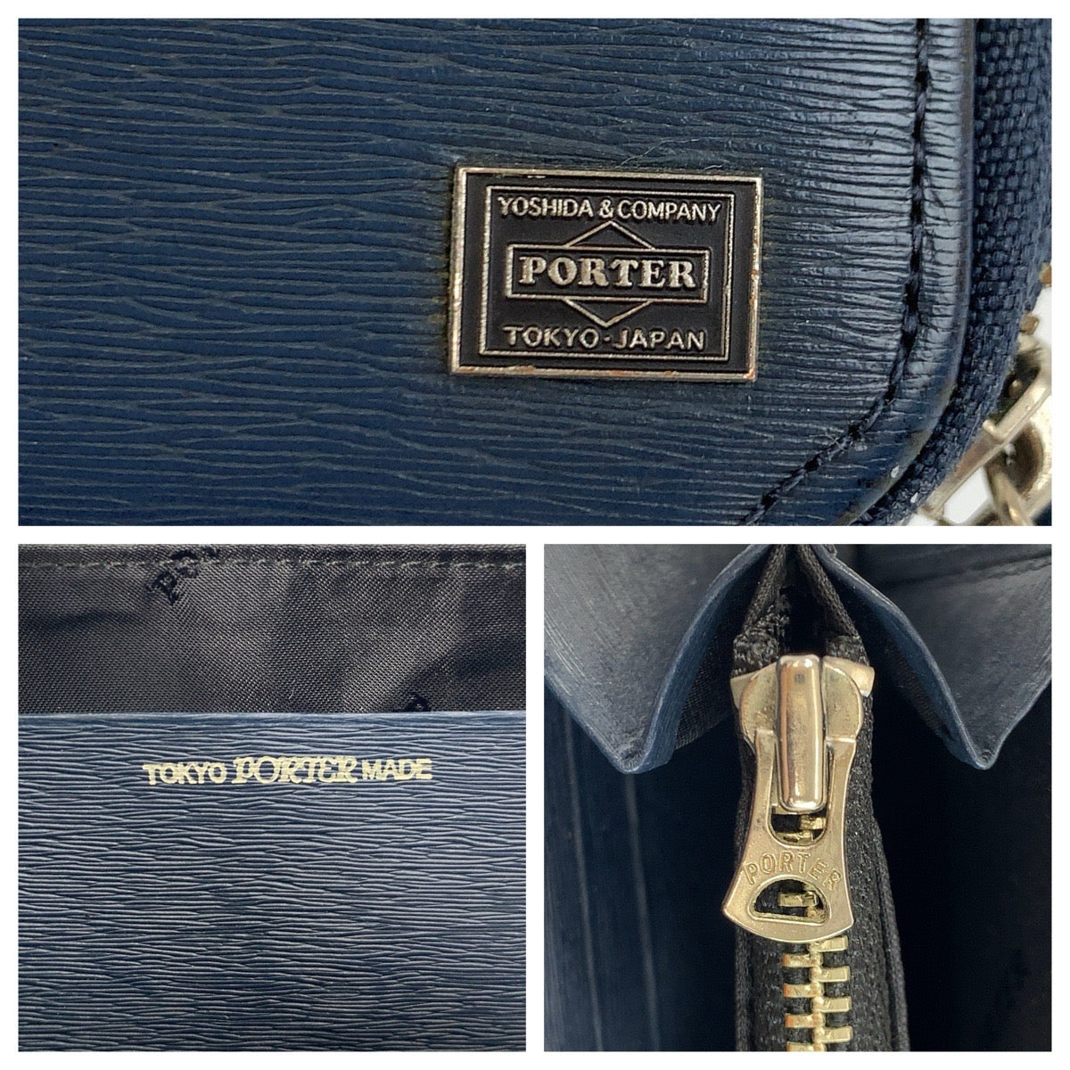 23829
PORTER ポーター カレント ネイビー シルバー金具 レザー 長財布 ロングウォレット メンズ AB2