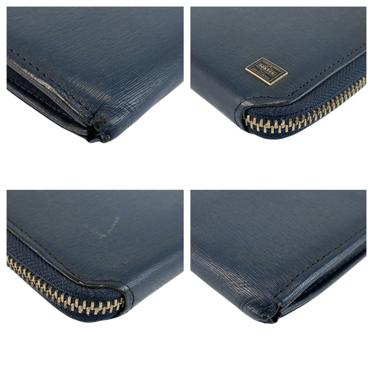 23829
PORTER ポーター カレント ネイビー シルバー金具 レザー 長財布 ロングウォレット メンズ AB2