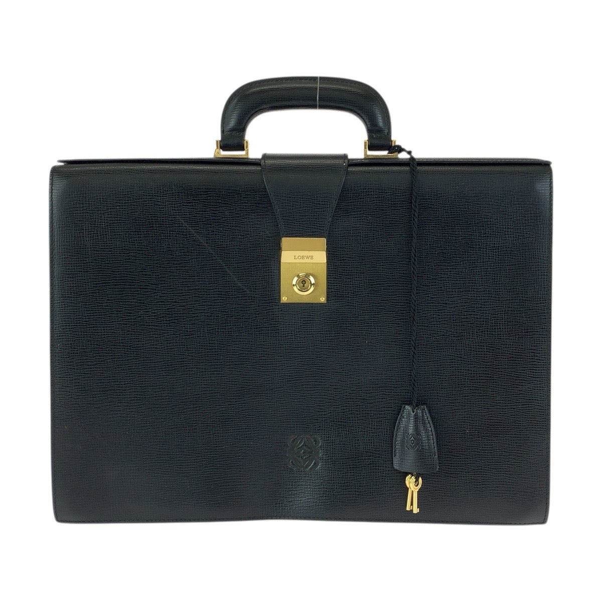 23832
LOEWE ロエベ アナグラム ブラック 黒 ゴールド金具 レザー ビジネスバッグ ブリーフケース メンズ ABP35