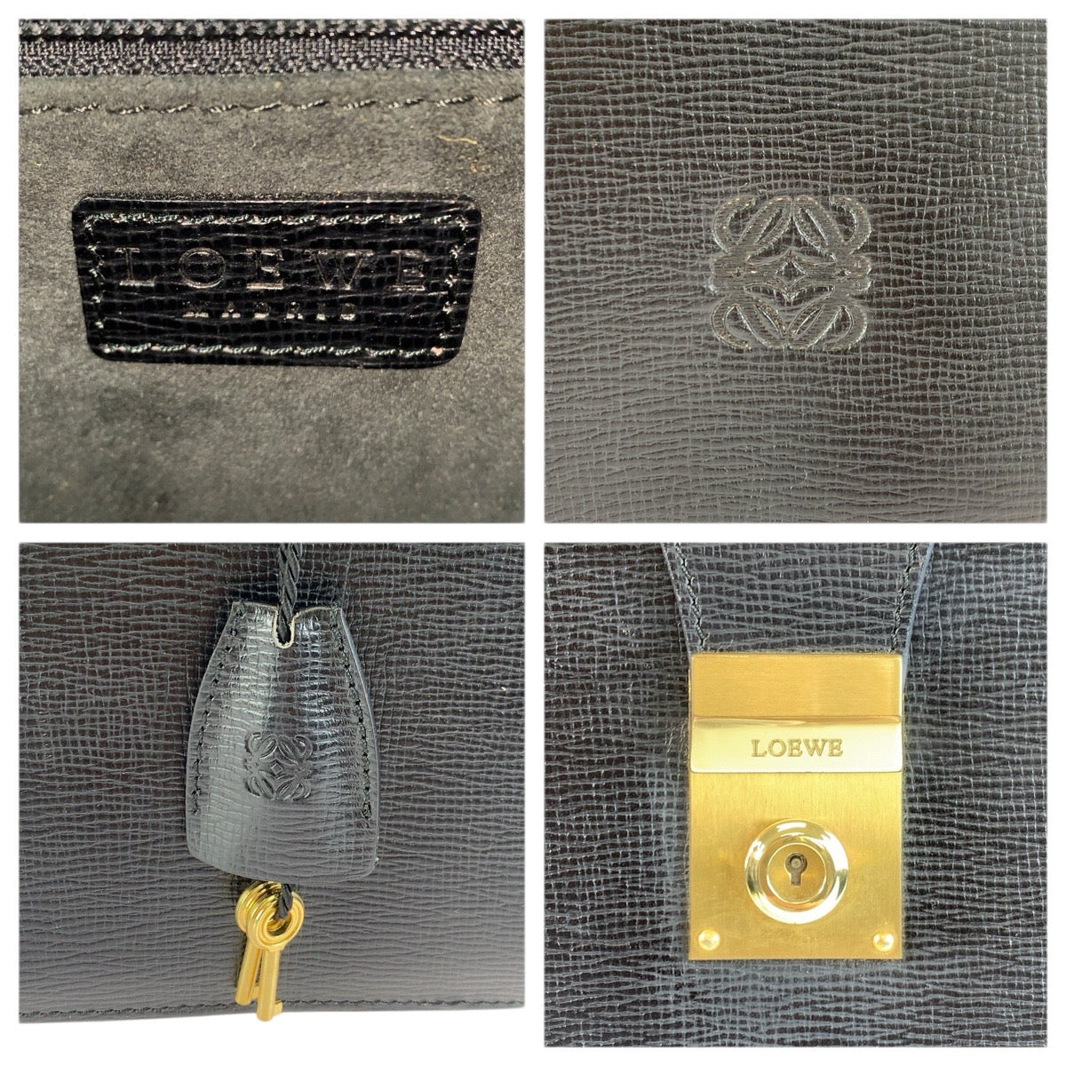23832
LOEWE ロエベ アナグラム ブラック 黒 ゴールド金具 レザー ビジネスバッグ ブリーフケース メンズ ABP35