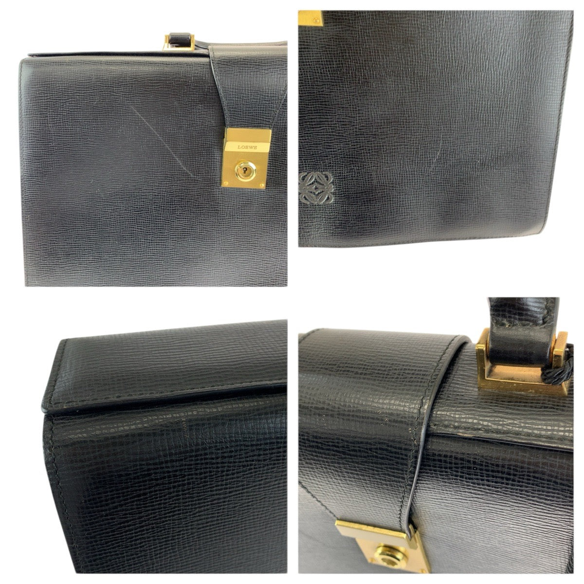 23832
LOEWE ロエベ アナグラム ブラック 黒 ゴールド金具 レザー ビジネスバッグ ブリーフケース メンズ ABP35