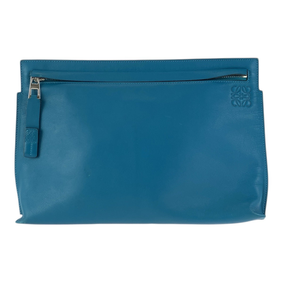 23833
LOEWE ロエベ アナグラム ターコイズブルー シルバー金具 レザー 061411 クラッチバッグ セカンドバッグ メンズ ABP35