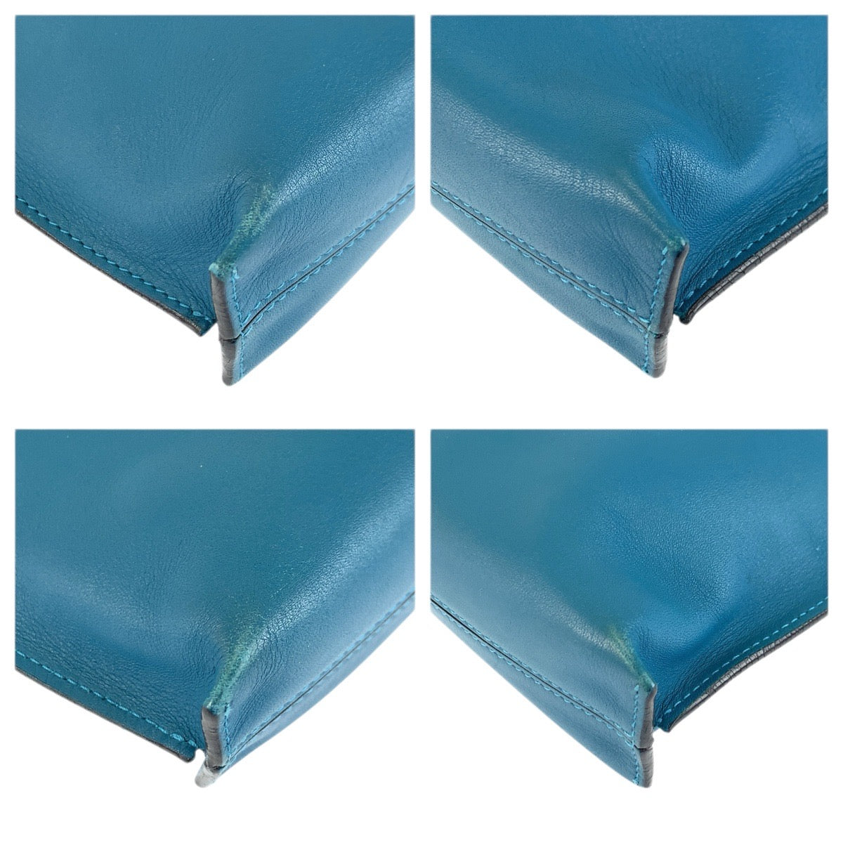 23833
LOEWE ロエベ アナグラム ターコイズブルー シルバー金具 レザー 061411 クラッチバッグ セカンドバッグ メンズ ABP35