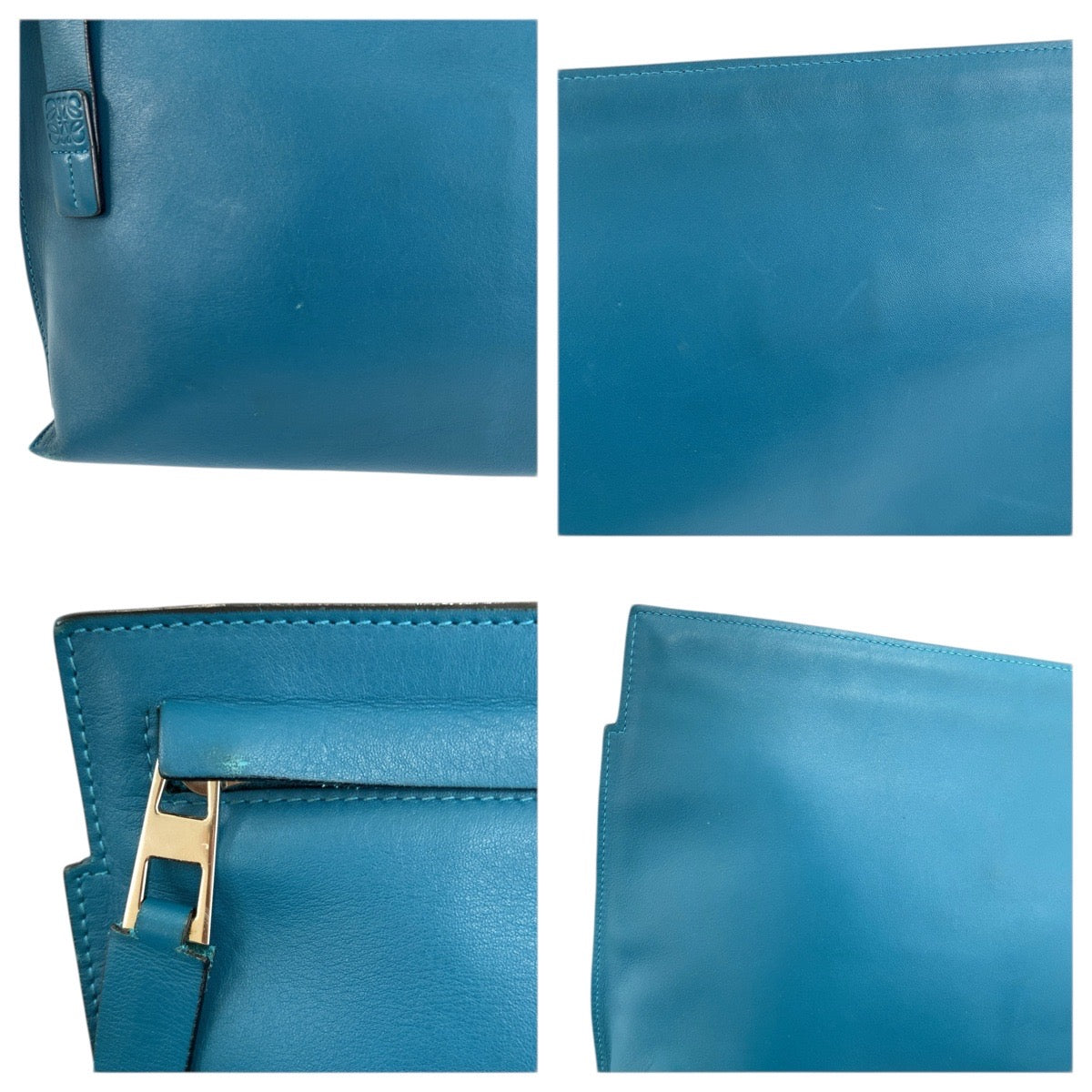 23833
LOEWE ロエベ アナグラム ターコイズブルー シルバー金具 レザー 061411 クラッチバッグ セカンドバッグ メンズ ABP35