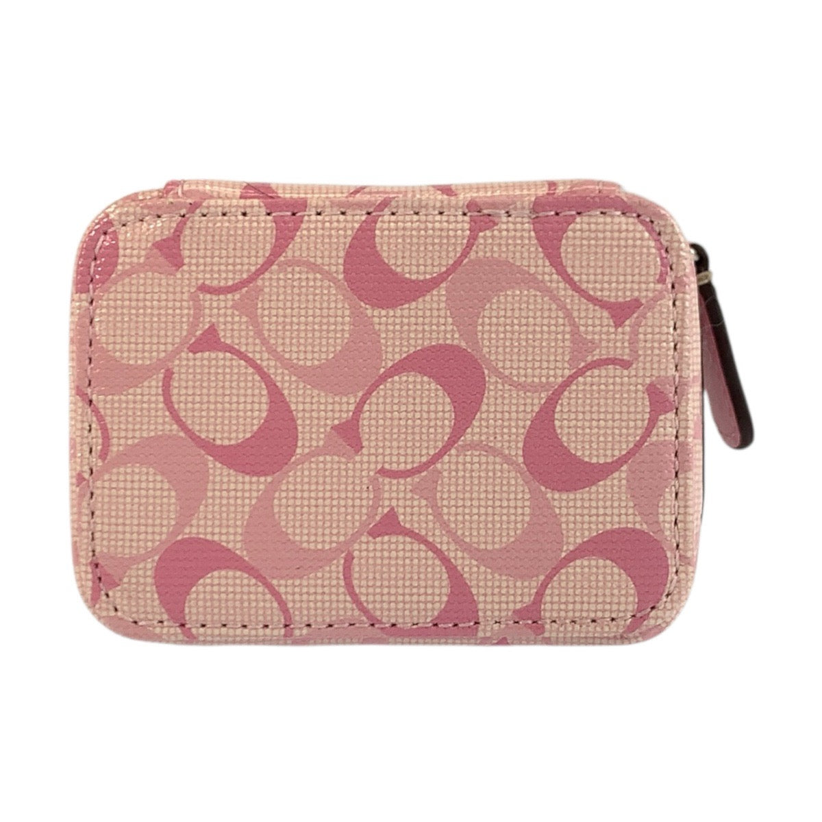 23840
COACH コーチ シグネチャー ピンク シルバー金具 PVC ポーチ ピルケース 小物入れ レディース A1