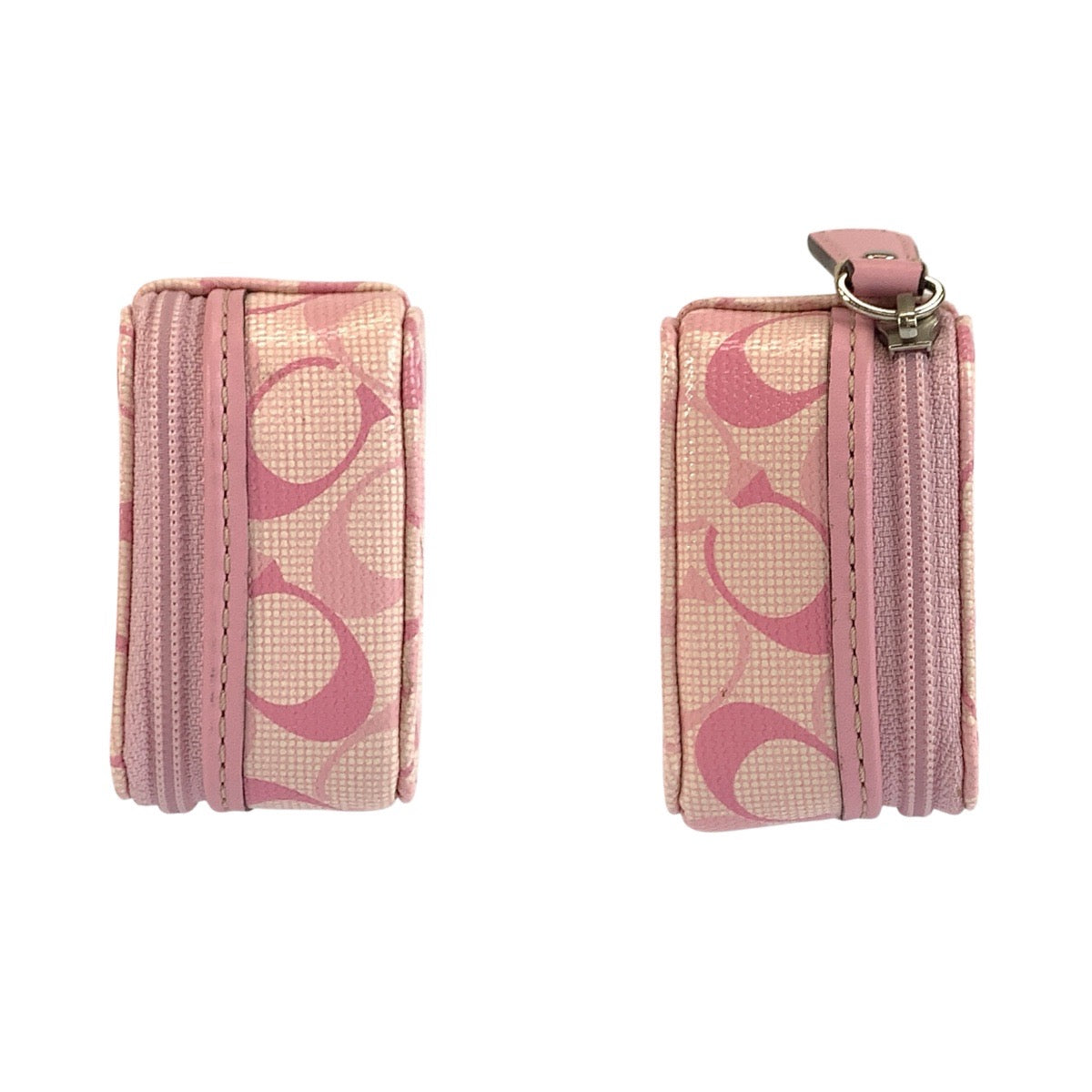 23840
COACH コーチ シグネチャー ピンク シルバー金具 PVC ポーチ ピルケース 小物入れ レディース A1