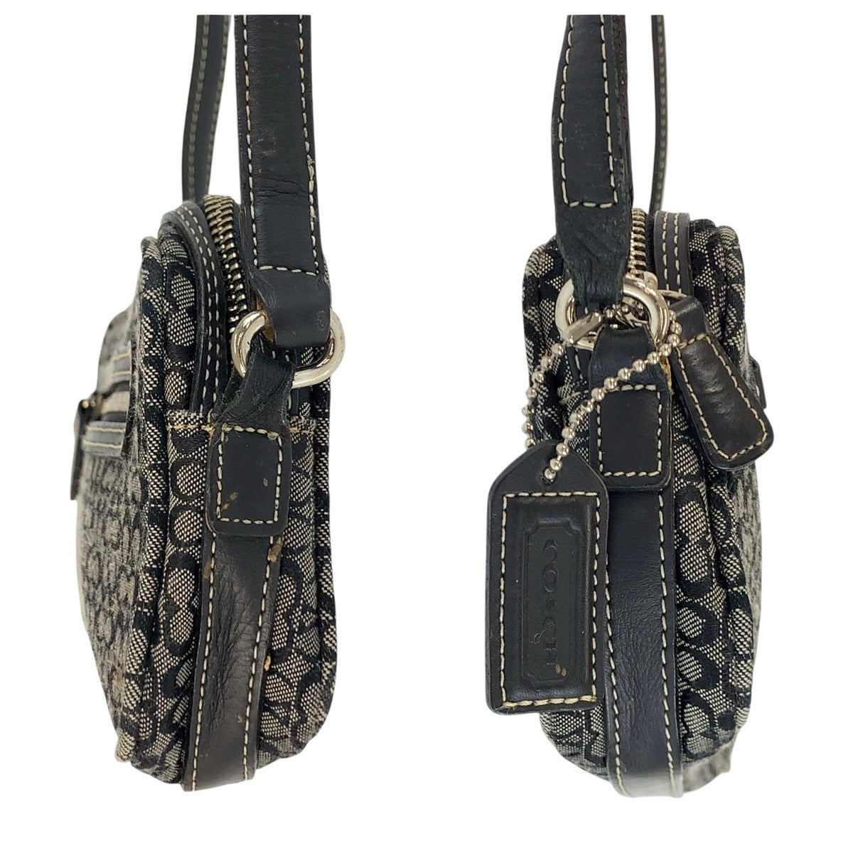 23841
COACH コーチ ミニシグネチャー ブラック 黒 シルバー金具 キャンバス / レザー F3J-6341 ショルダーバッグ ポシェット レディース AB2