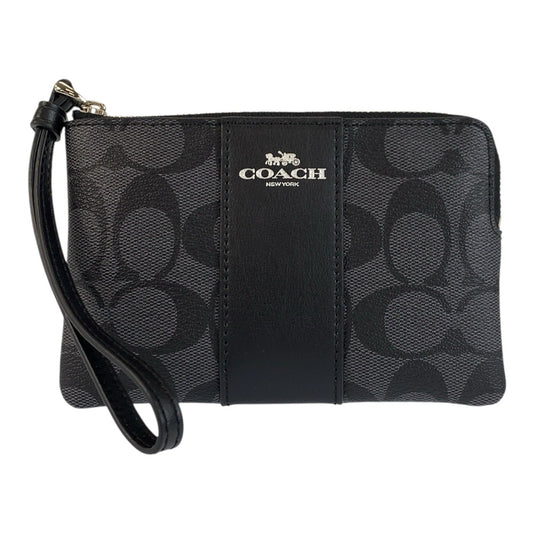23843
COACH コーチ シグネチャー コーナー ジップ リストレット ブラック 黒 シルバー金具 PVC F58035 ポーチ レディース S2000