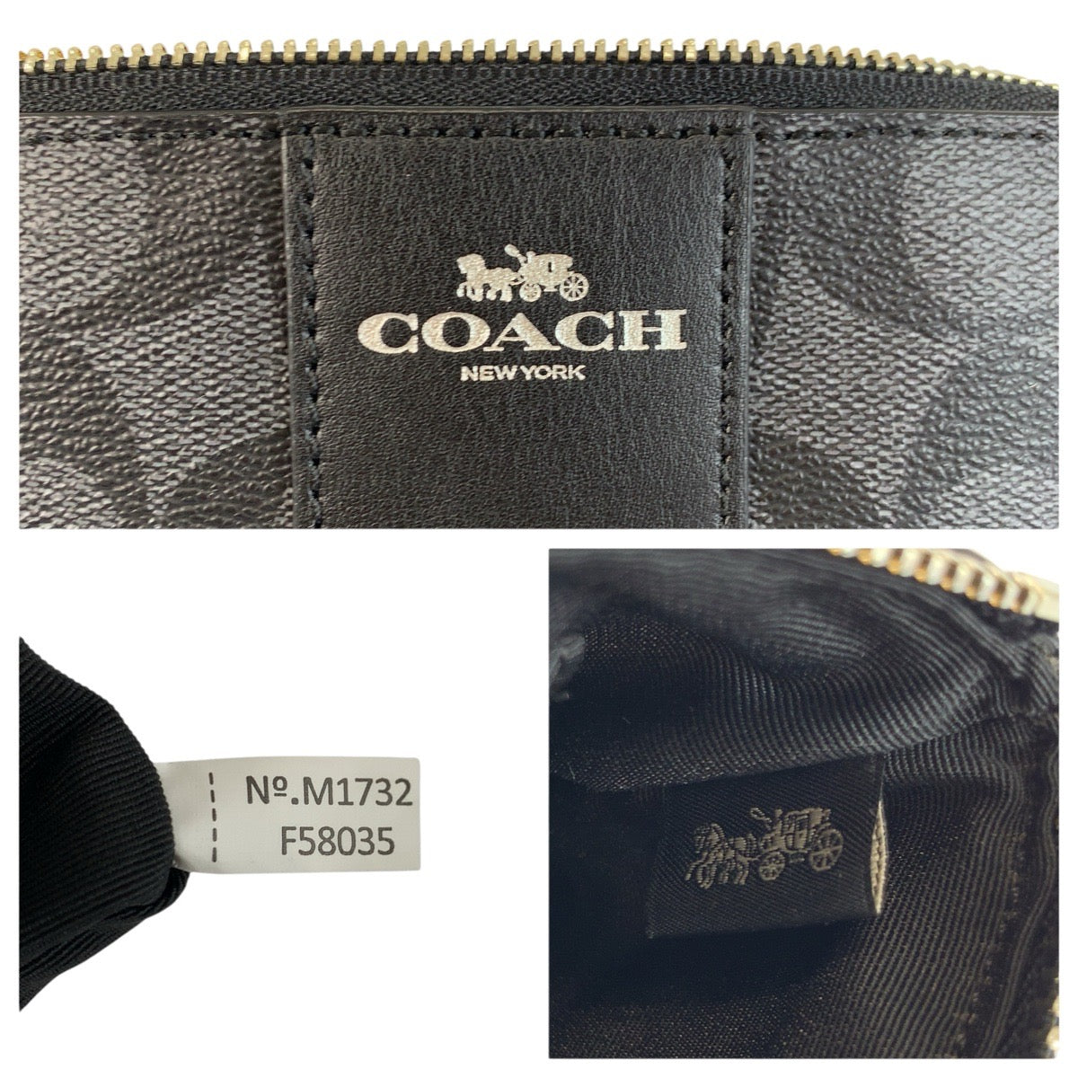 23843
COACH コーチ シグネチャー コーナー ジップ リストレット ブラック 黒 シルバー金具 PVC F58035 ポーチ レディース S2000