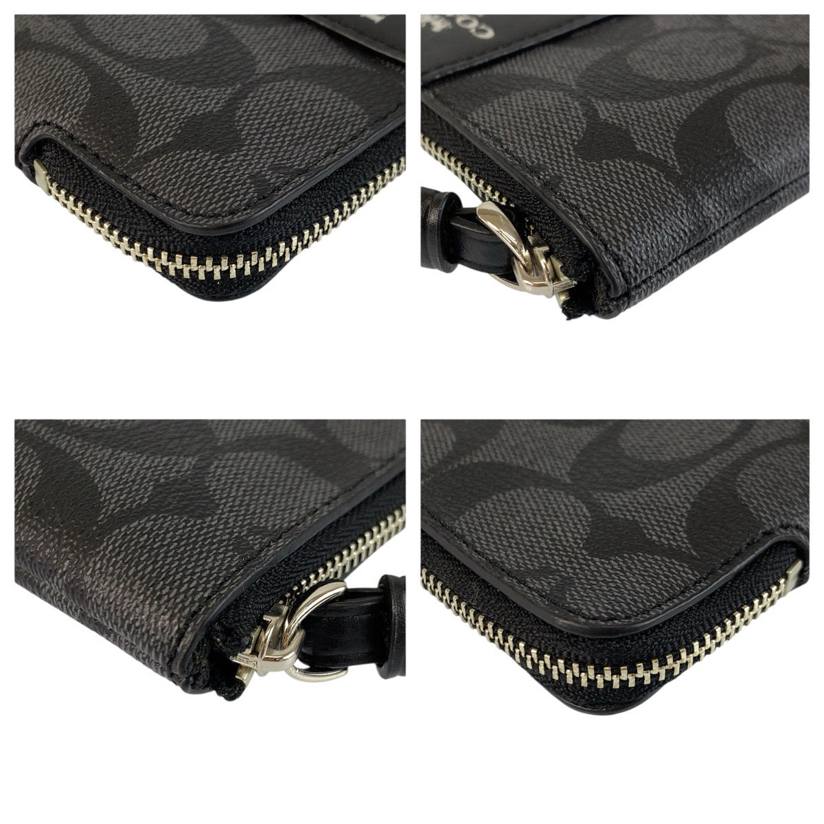 23843
COACH コーチ シグネチャー コーナー ジップ リストレット ブラック 黒 シルバー金具 PVC F58035 ポーチ レディース S2000