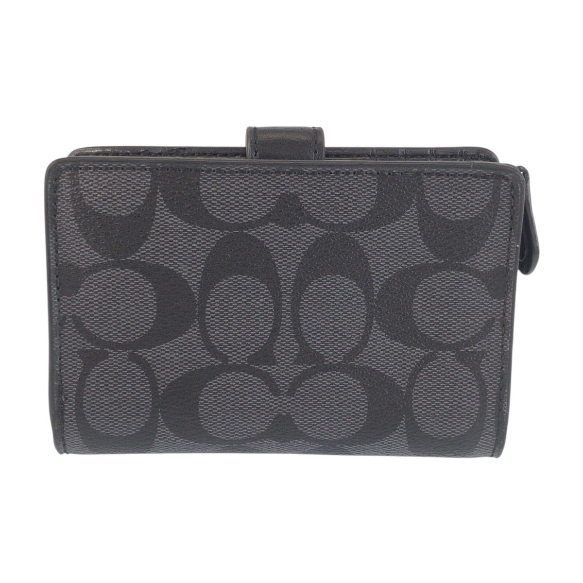 23844
COACH コーチ シグネチャー グレー ブラック シルバー金具 レザー / PVC 91838SVM2Q 折り財布 コンパクトウォレット レディース AB1
