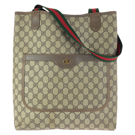 23847
GUCCI グッチ オールドグッチ シェリーライン ベージュ ブラウン ゴールド金具 GGスプリームキャンバス 39 02 003 トートバッグ ショルダーバッグ レディース AB21