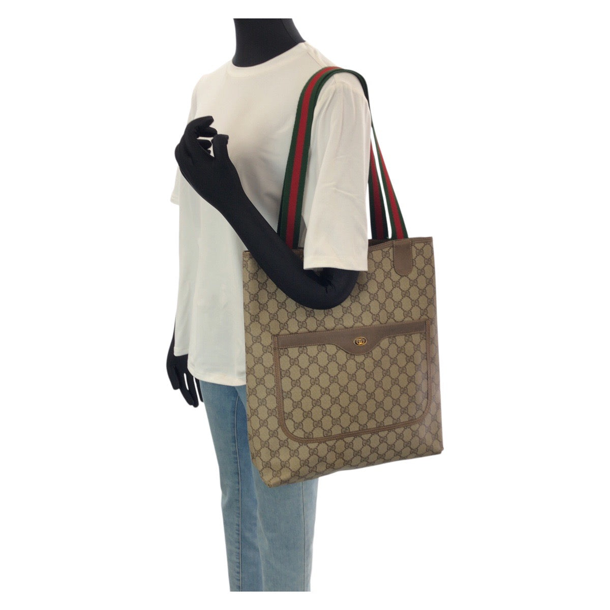 23847
GUCCI グッチ オールドグッチ シェリーライン ベージュ ブラウン ゴールド金具 GGスプリームキャンバス 39 02 003 トートバッグ ショルダーバッグ レディース AB21