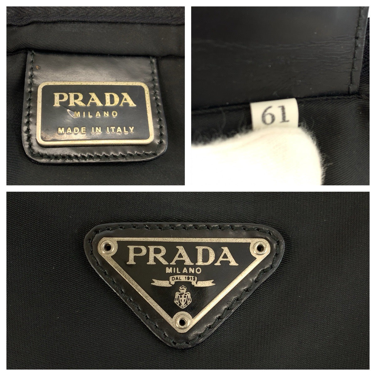 23849
PRADA プラダ テスート 三角ロゴプレート ブラック 黒 シルバー金具 ナイロン トートバッグ ショルダーバッグ レディース ABP21