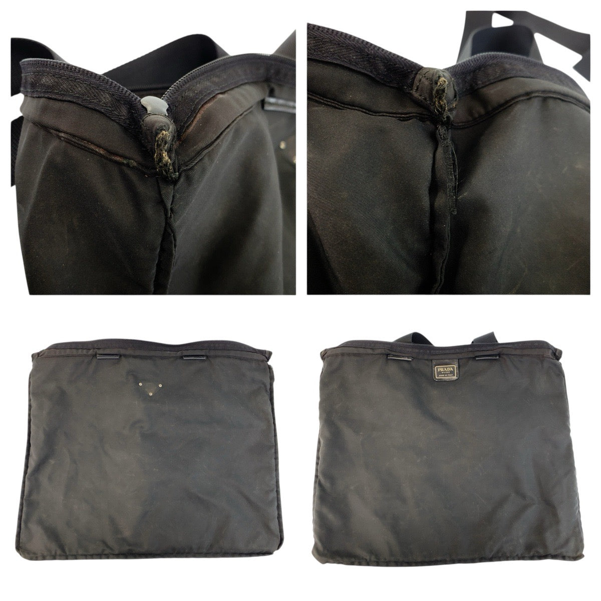 23849
PRADA プラダ テスート 三角ロゴプレート ブラック 黒 シルバー金具 ナイロン トートバッグ ショルダーバッグ レディース ABP21