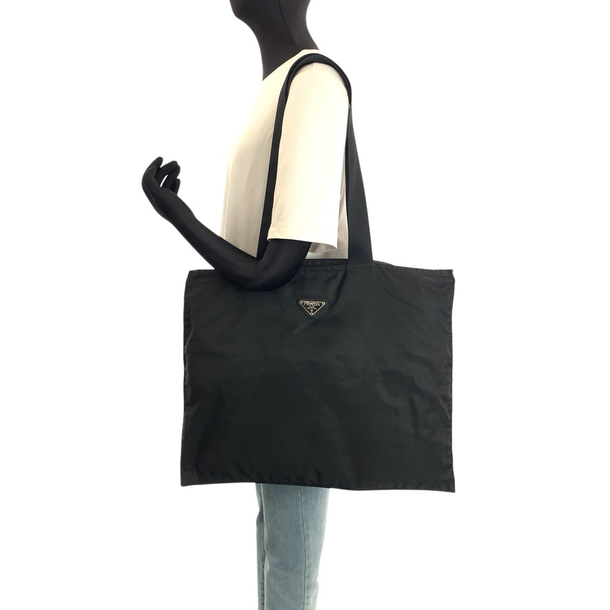 23849
PRADA プラダ テスート 三角ロゴプレート ブラック 黒 シルバー金具 ナイロン トートバッグ ショルダーバッグ レディース ABP21