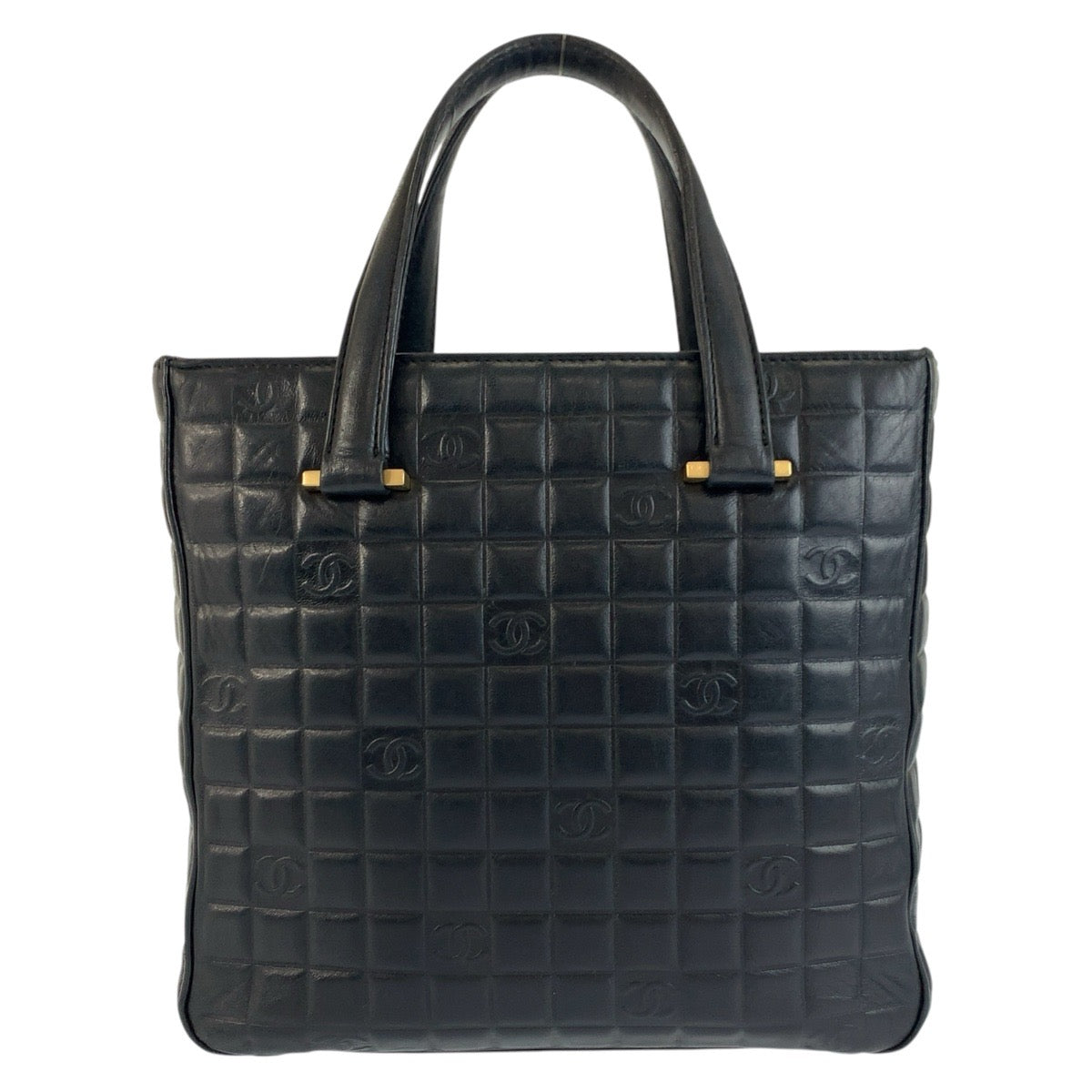 23852
CHANEL シャネル アイコン チョコバー ブラック 黒 レザー トートバッグ ハンドバッグ レディース ABP80