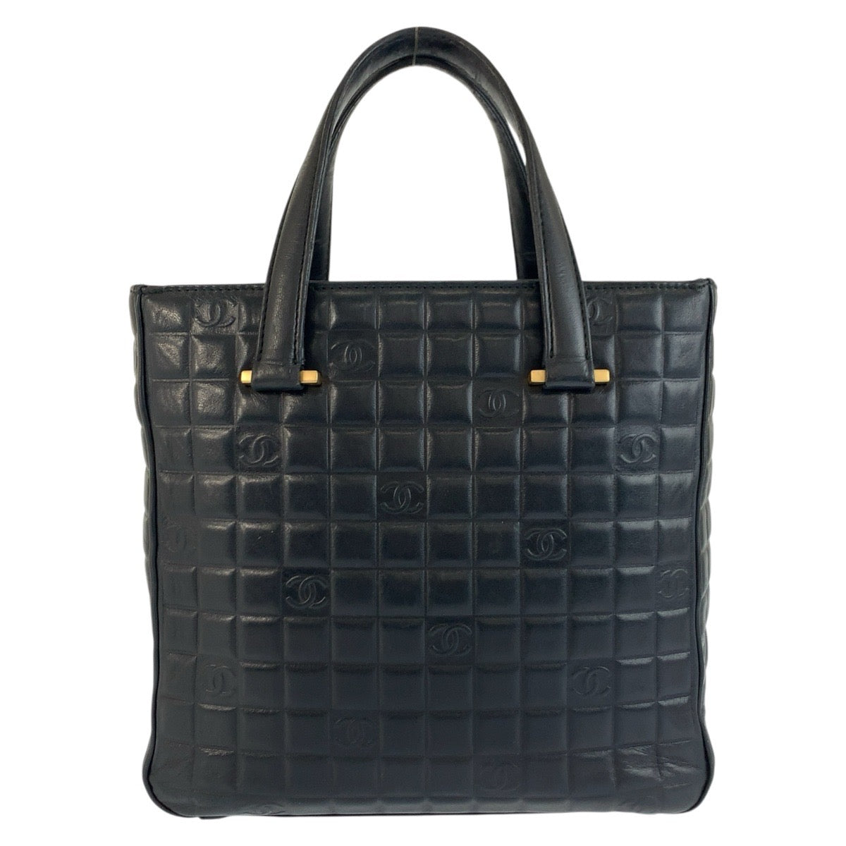 23852
CHANEL シャネル アイコン チョコバー ブラック 黒 レザー トートバッグ ハンドバッグ レディース ABP80