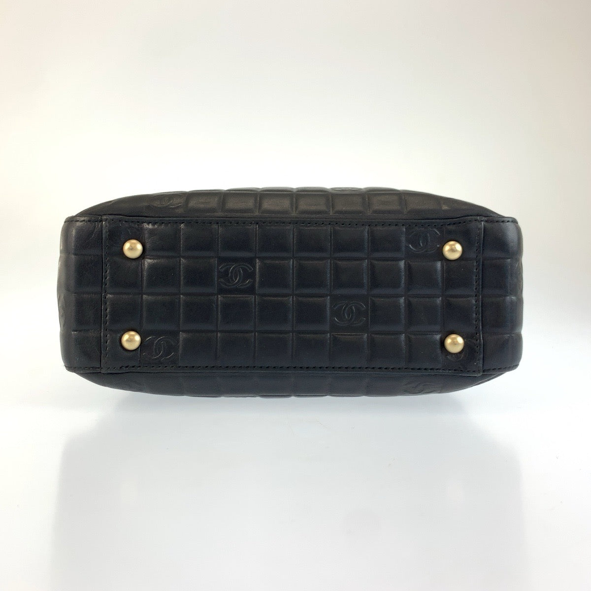 23852
CHANEL シャネル アイコン チョコバー ブラック 黒 レザー トートバッグ ハンドバッグ レディース ABP80