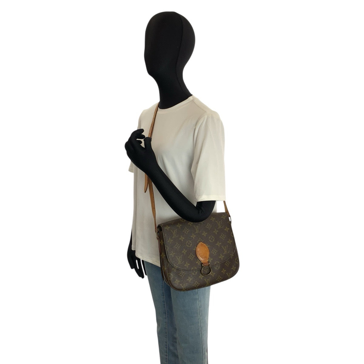 23853
LOUIS VUITTON ルイヴィトン モノグラム サンクルーGM ブラウン ゴールド金具 PVC / レザー M51242 ショルダーバッグ ポシェット レディース AB35