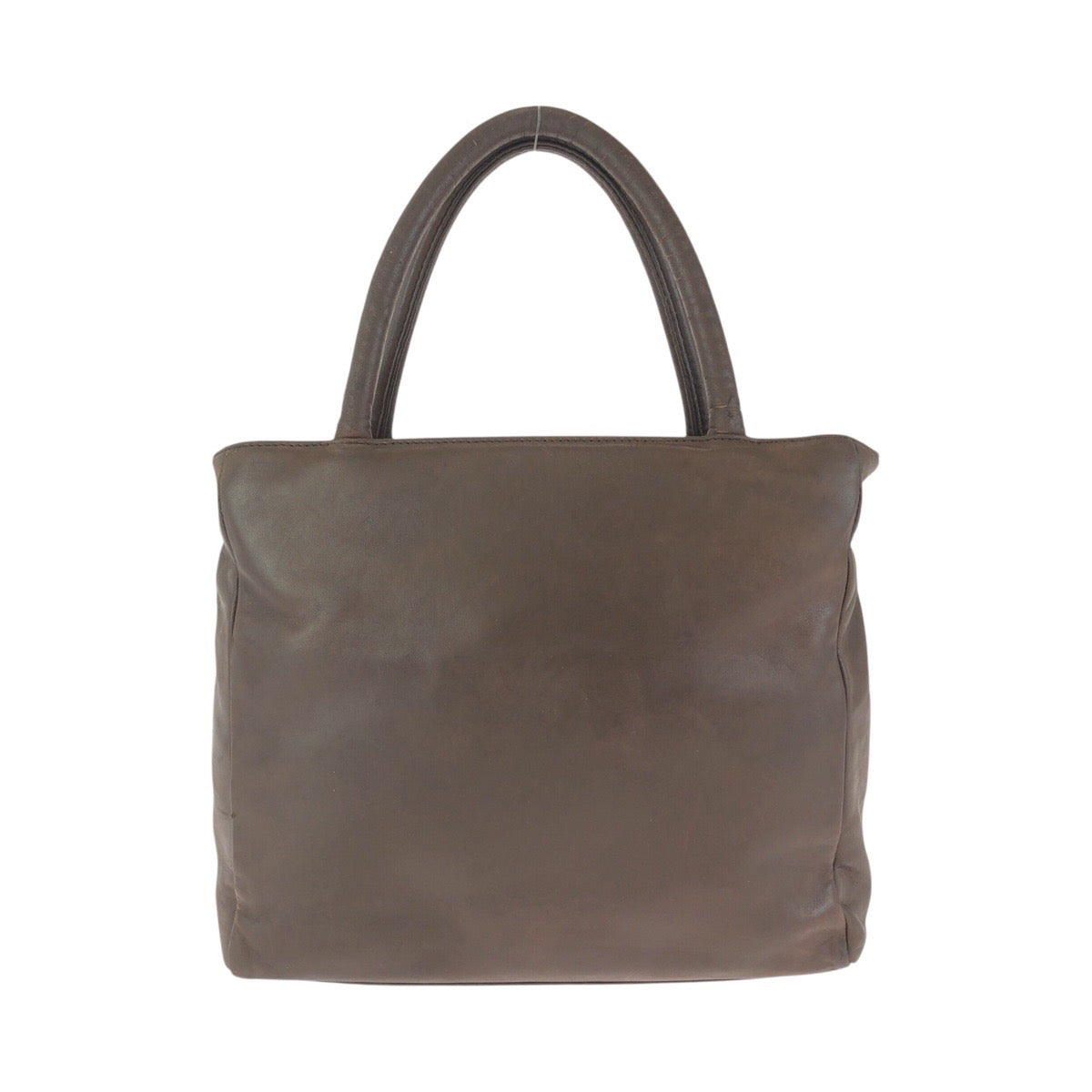 23857
PRADA プラダ ヴィンテージ 三角ロゴプレート ブラウン シルバー金具 レザー ハンドバッグ トートバッグ レディース AB21